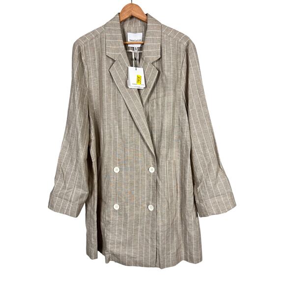 NWT Gibson Latimer Womens XL Coastal Preppy Classic Linen Double Breasted Blazer - Picture 1 of 13
